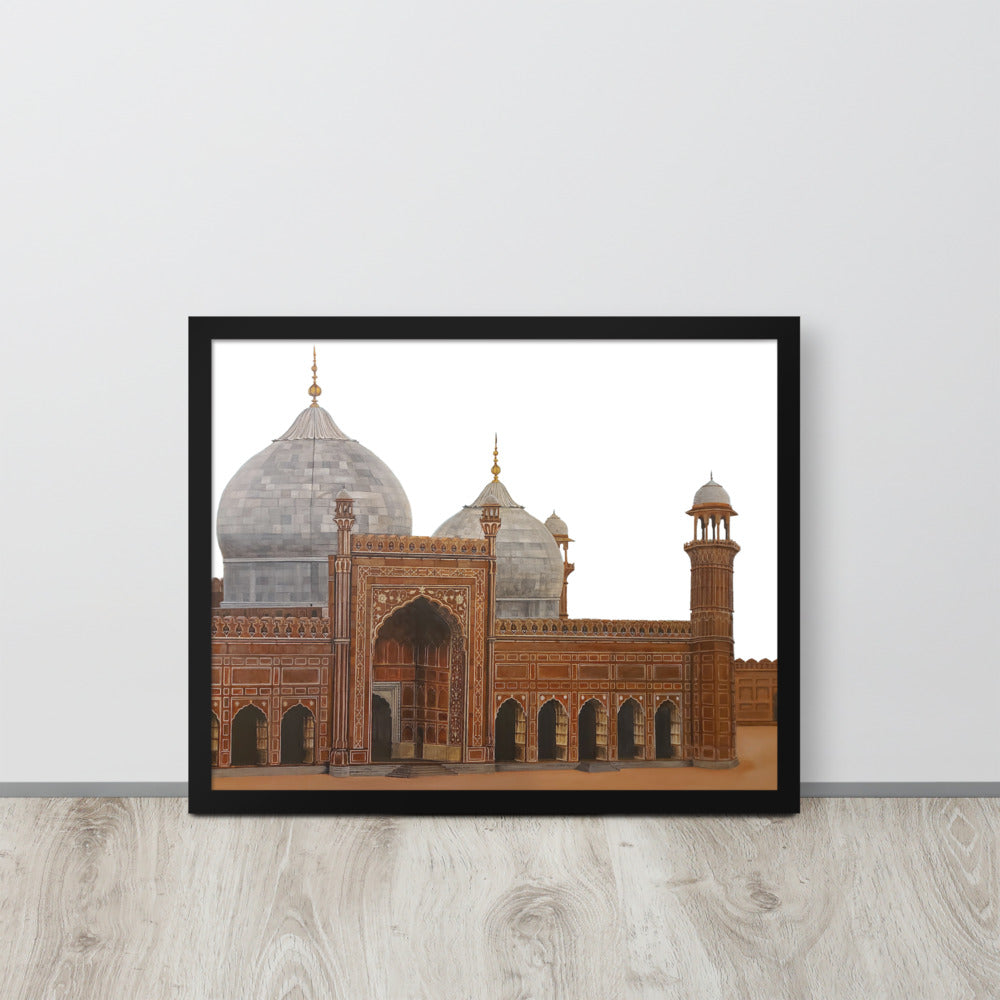 Badshahi Mosque White Framed poster
