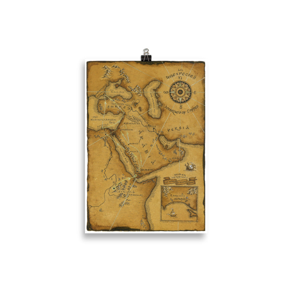 Mokha Coffee Trade Route Map Poster