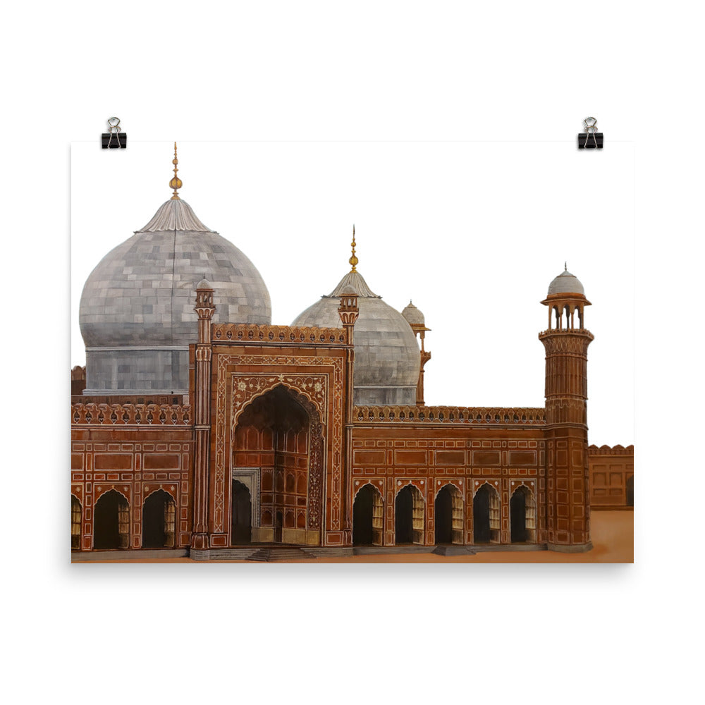 Badshahi Mosque White Poster