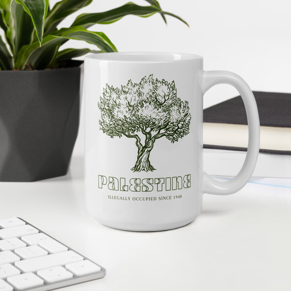 Olive Tree- Palestine White Glossy Mug