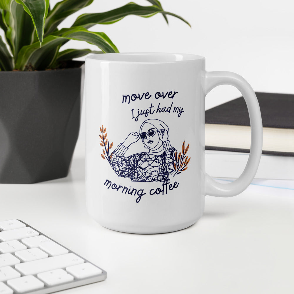 Morning Coffee Blue White Glossy Mug
