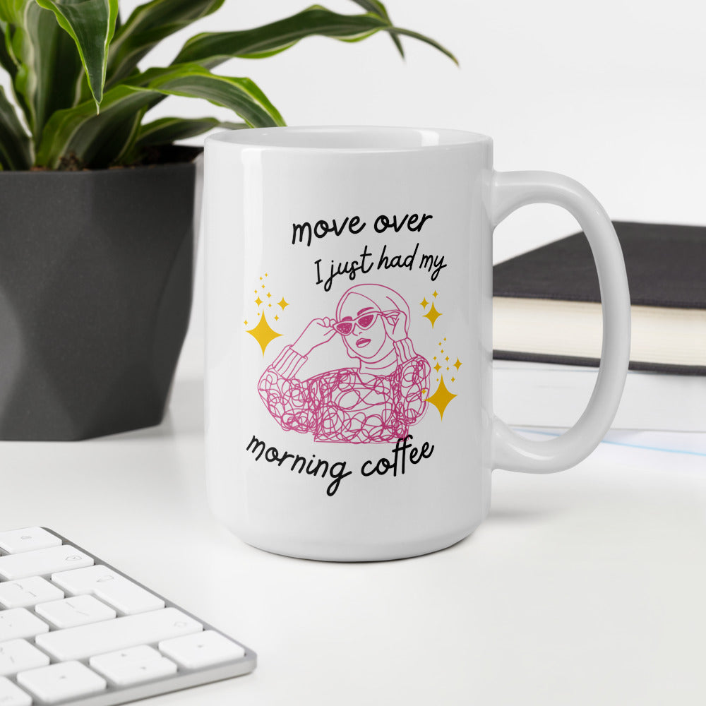 Morning Coffee Pink White Glossy Mug